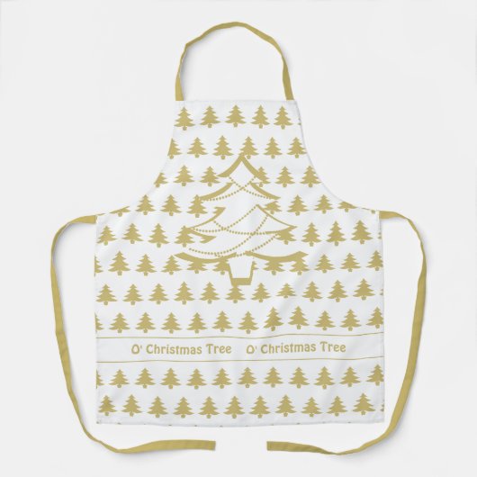 O' kerstboom Gold/White Iconic Pattern Schort (Voorkant)
