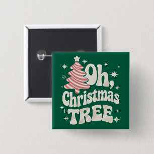 O Kerstboom Licht Prettig Kerstfeest Kerstmis  Vierkante Button 5,1 Cm