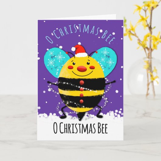 o kerstboom met kerstbijen kaart (Gele Bloem)