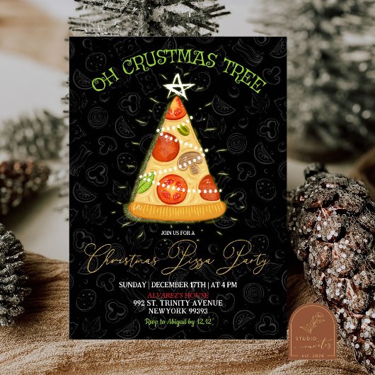 O Kerstboom Pizza Kerstfeestje Kaart