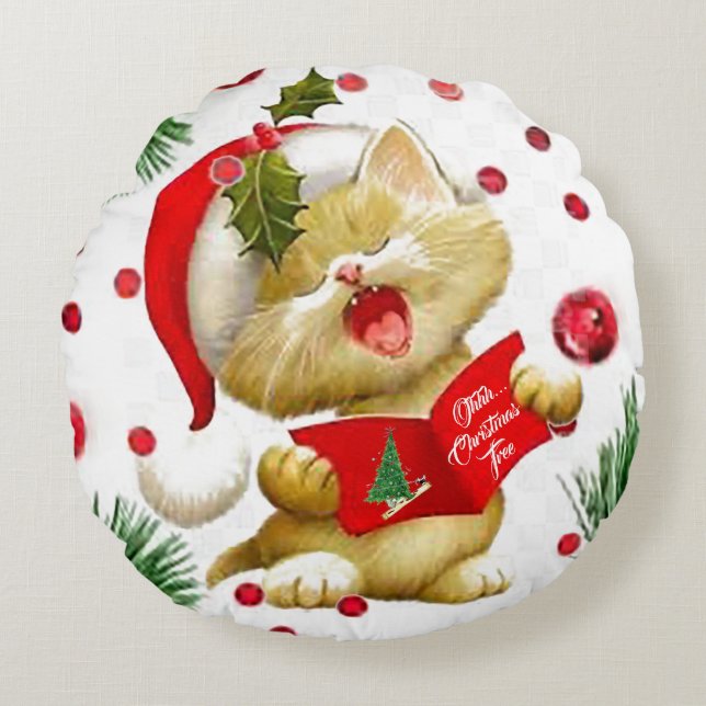 O kerstboom rond Sierkussen Rond Kussen (Voorkant)