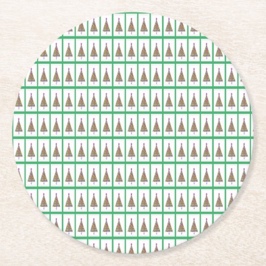 O kerstboom ronde kartonnen onderzetter (Voorkant)