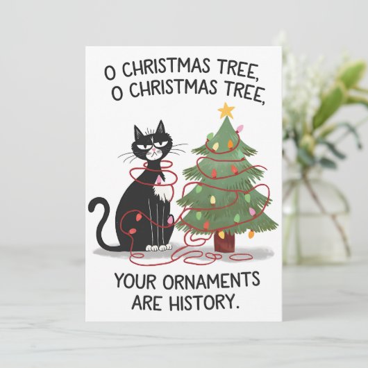 O Kerstboom Uw Ornamenten zijn geschiedeniskat Kaart (Staand voorkant)