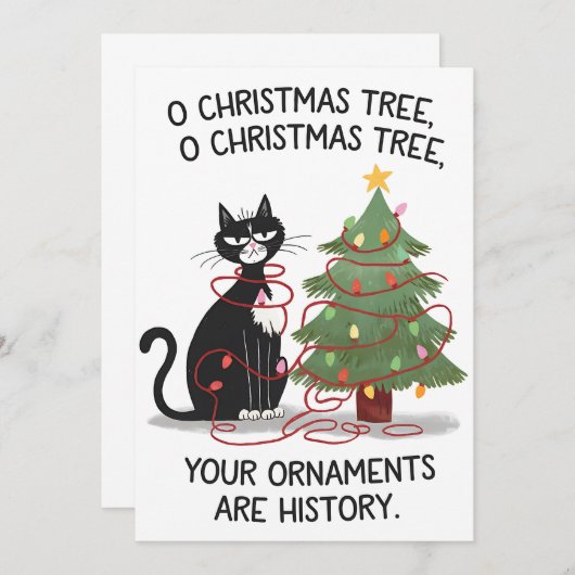 O Kerstboom Uw Ornamenten zijn geschiedeniskat Kaart (Voorkant / Achterkant)