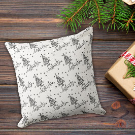 O Kerstboom Zwart-wit Minimalist Kussen