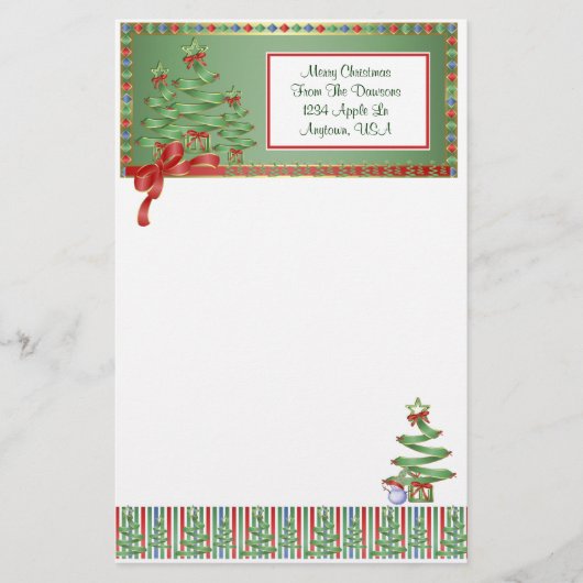 O kerstboomfeestdag briefpapier (Voorkant)