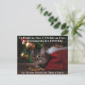 O kerstboomkat-feestfoto briefkaart (Staand voorkant)