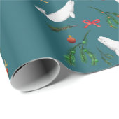 O Kerstmis Beluga Whale Illustratiepatroon Cadeaupapier (Rol Hoek)