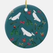 O Kerstmis Beluga Whale Illustratiepatroon Keramisch Ornament (Achterkant)