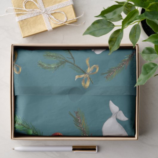 O Kerstmis Beluga Whale Illustratiepatroon Tissuepapier (Geschenk)