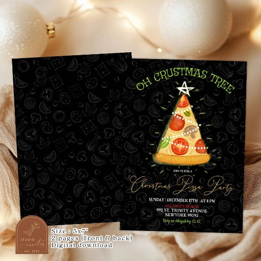 O Kerstmis Boom Kerst Pizza Feest Kaart