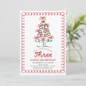 O Kerstmis Drie Groene Boom 3e Verjaardag Kaart (Staand voorkant)