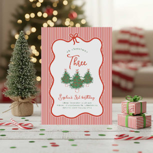 O Kerstmis Drie Vintage Keurige Strik Verjaardag Kaart