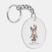 O Kerstmis is hier Cute rendier Kerstmis Sleutelhanger (Voorkant Links)