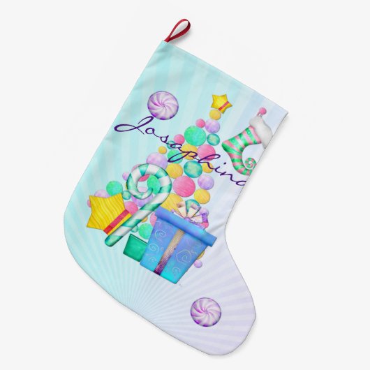 O Kerstmis Whimsey Folk Art Grote Kerstsok (Voorkant (Hangend))