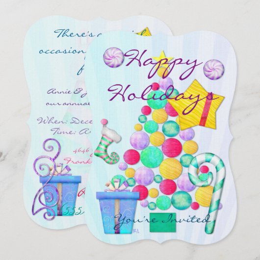 O Kerstmis Whimsey Folk Art Kaart (Voorkant / Achterkant)