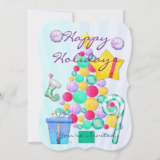 O Kerstmis Whimsey Folk Art Kaart (Voorkant)