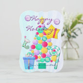 O Kerstmis Whimsey Folk Art Kaart (Staand voorkant)