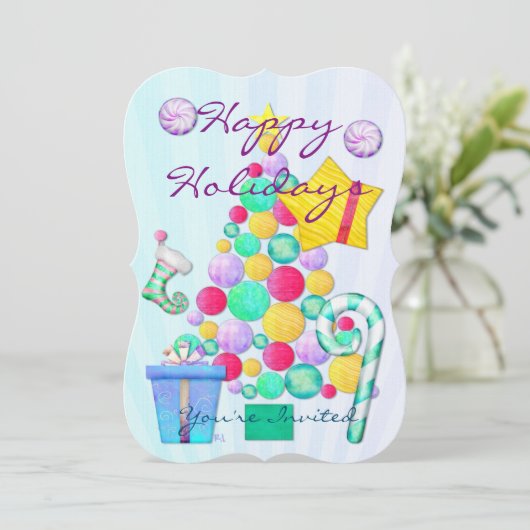 O Kerstmis Whimsey Folk Art Kaart (Staand voorkant)