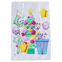 O Kerstmis Whimsey Folk Art Medium Cadeauzakje