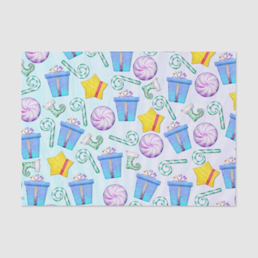 O Kerstmis Whimsey Folk Art Tissuepapier (Voorkant)