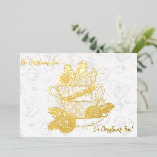 O Kerstthee!  O Kerstthee! Folie Feestdagenkaart (Staand Voorkant)