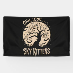 O Kijk Hemel Kitten Halloween Grappige Vleermuis L Spandoek