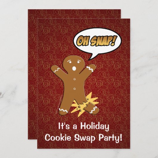 O, knap! Gingerbread Man Cookie Aangepaste Uitnodi Kaart (Voorkant / Achterkant)