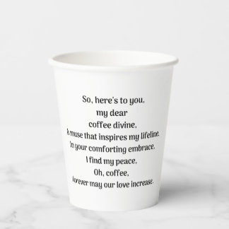 O, koffie, papieren bekers