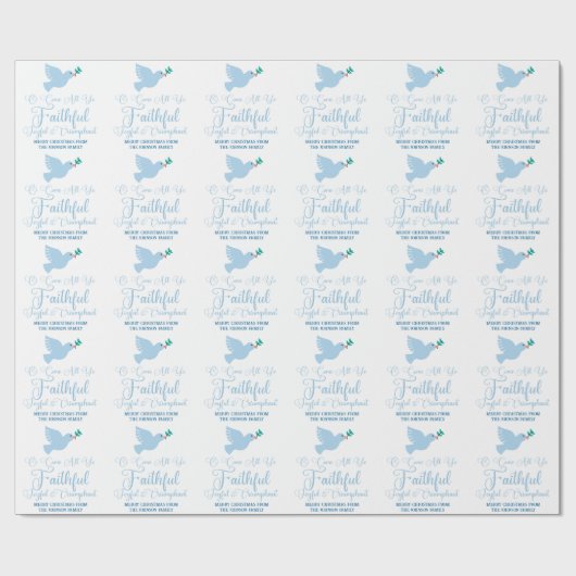 O kom al die trouwe Dove Religieuze Kerstmis Cadeaupapier (Vlak)