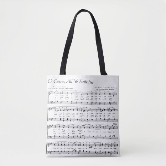 O kom allemaal, trouwe bladmuziek Kerstmis Tote Bag (Voorkant)
