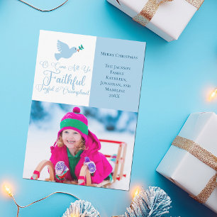O Kom allemaal Ye Faithful Family Foto Kerstmis Feestdagenkaart