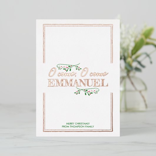 O kom, Emmanuel! Folie Feestdagenkaart (Staand Voorkant)