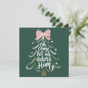 O kom, laat ons Hem aanbidden Christelijk Kerstmis Feestdagenkaart