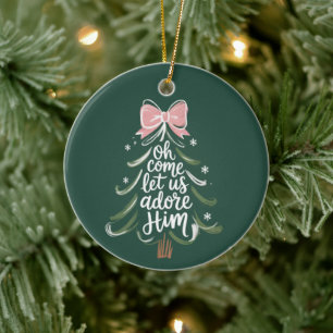 O kom, laat ons Hem aanbidden Christelijke Kerst R Keramisch Ornament