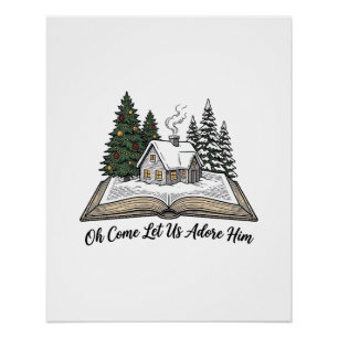 O kom, laat ons Hem aanbidden Kerstboek ontwerp_1 Perfect Poster