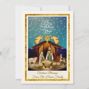 "O Kom, Laat Ons Hem Aanbidden" Kerstmis Geboorte场 Feestdagenkaart