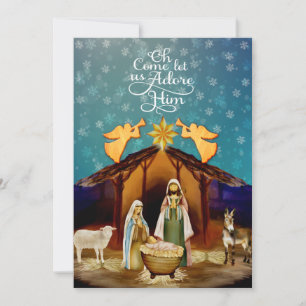 "O Kom, Laat Ons Hem Aanbidden" Kerstmis Geboorte Feestdagenkaart