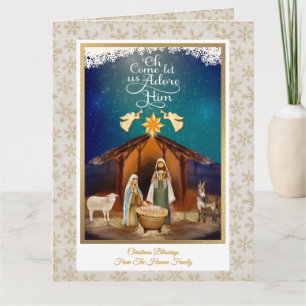 "O kom, laat ons Hem aanbidden" Kerstmis Geboorte Kaart