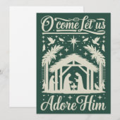 O Kom Laat Ons Hem Aanbidden Kerststal Christelijk Feestdagenkaart (Voorkant / Achterkant)