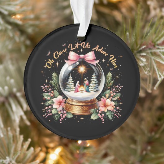 O kom, laat ons Hem aanbidden Kerststal Ornament (Boom)