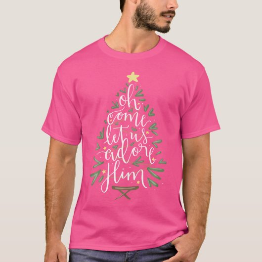 O kom, laten wij Hem aanbidden, Jezus Christus Chr T-shirt (Voorkant)