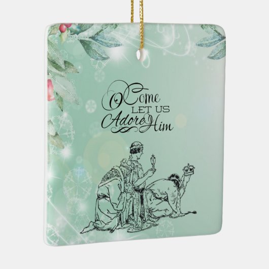 O Kom ons Adore Drie Kings Kerstmis Keramisch Ornament (Rechts)