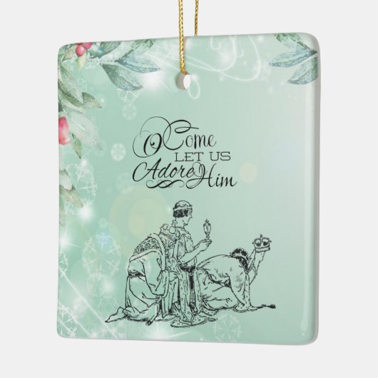 O Kom ons Adore Drie Kings Kerstmis Keramisch Ornament (Links)