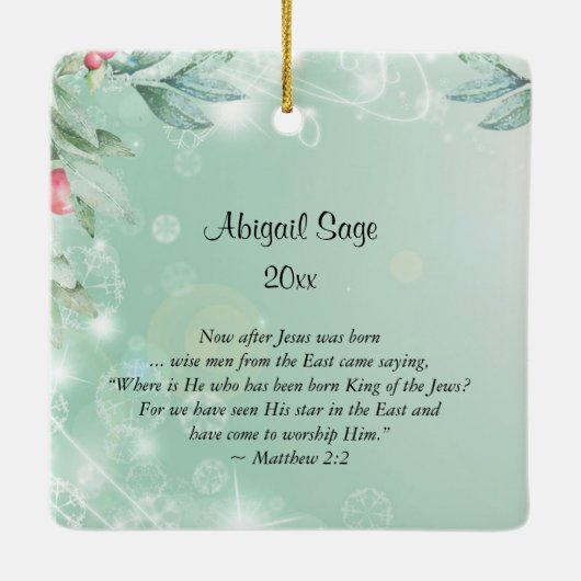 O Kom ons Adore Drie Kings Kerstmis Keramisch Ornament (Achterkant)