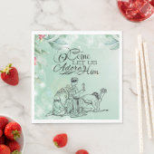 O Kom ons Adore Drie Kings Kerstmis Servet (Insitu)