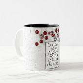 O Kom ons Adore Him Christus de Heer, Kerstmis. Tweekleurige Koffiemok (Voorkant links)