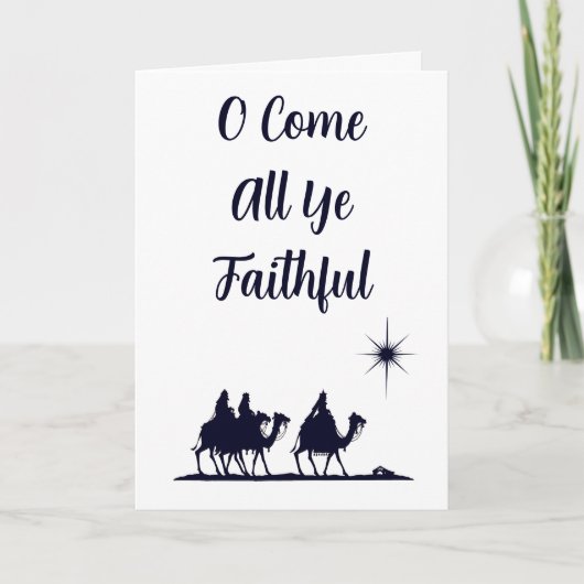 O Komt Allen Getrouwen Minimalist  Feestdagen Kaart (Voorkant)