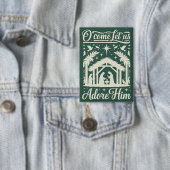 O Komt Hem Aanbidden Kerststal Christelijk Button (Insitu)