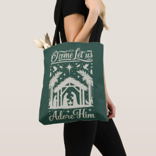O Komt Hem Te Aanbidden Kerststal Christelijk Tote Bag